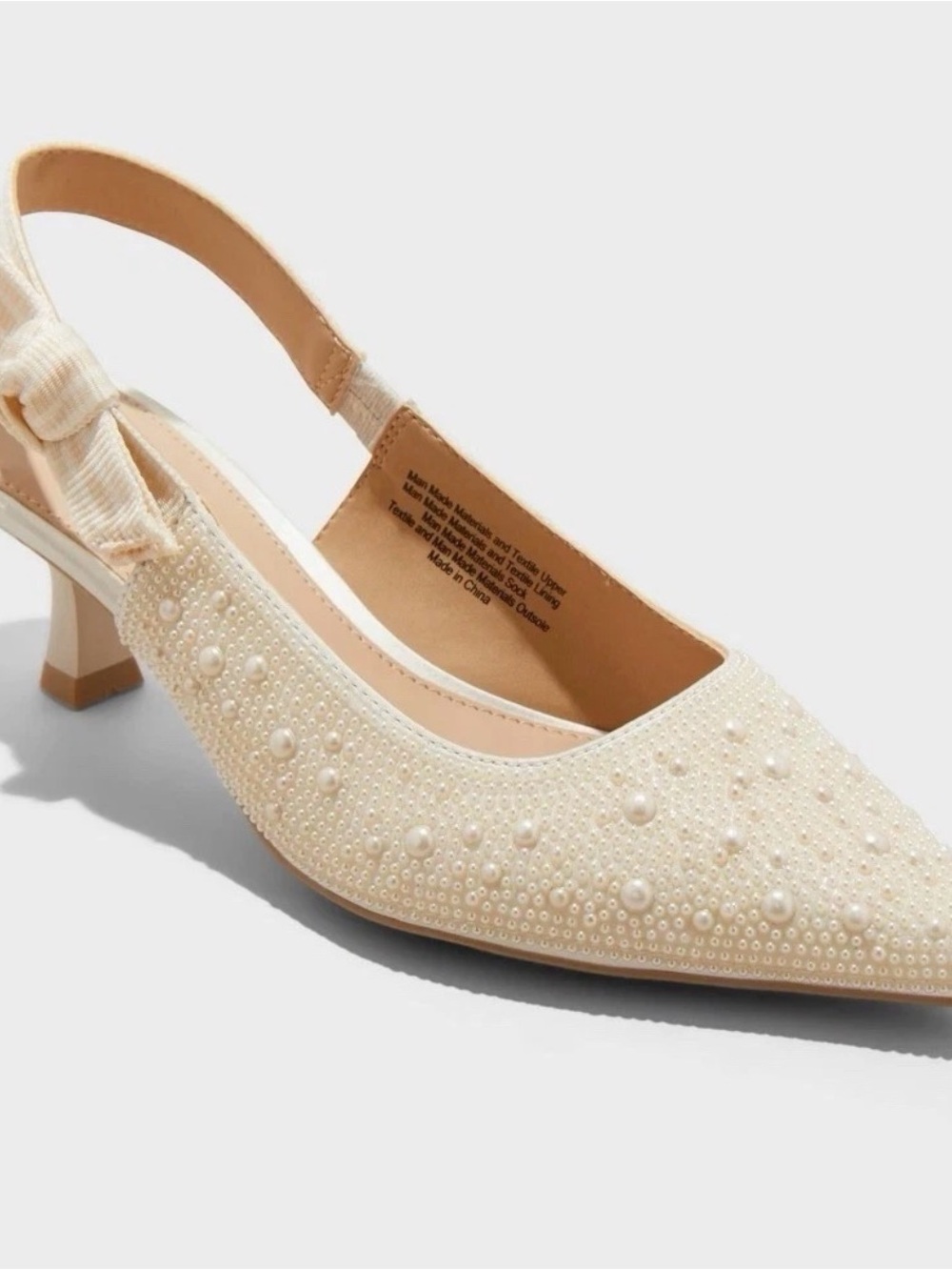 a new day Cream Pearl Embellished Slingback Heels